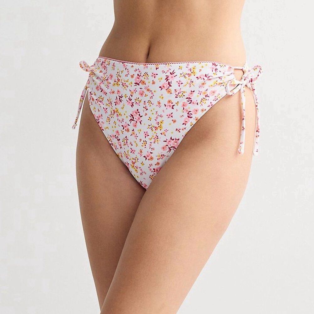 Ninety Nine Side Tie Adjustable High Waist Swim Bottoms Baby Blossoms XL
